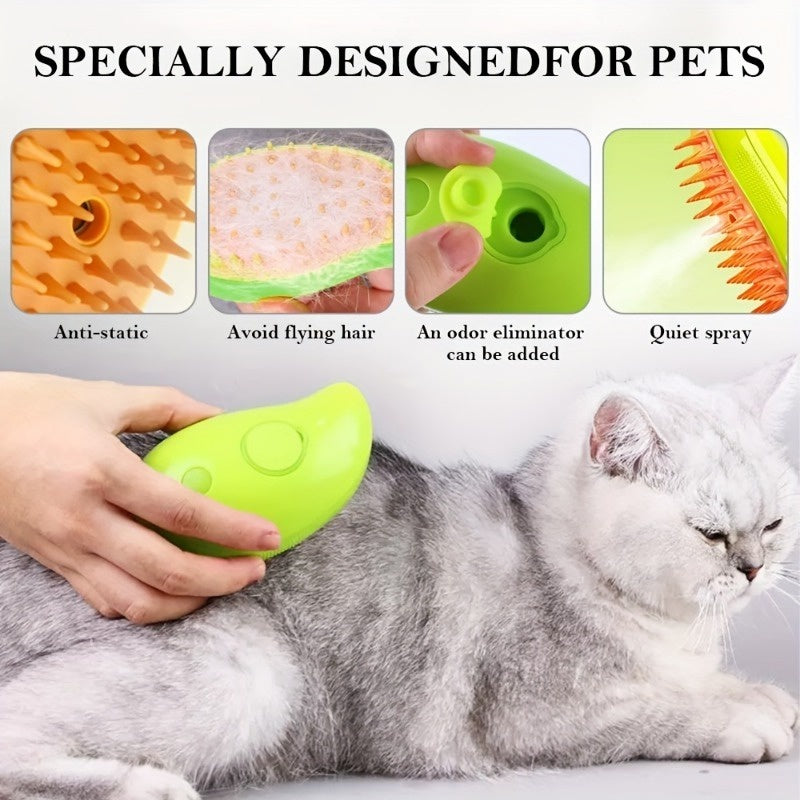 Escova Vaporizadora Para Gatos e Cachorros Escova 3 em 1