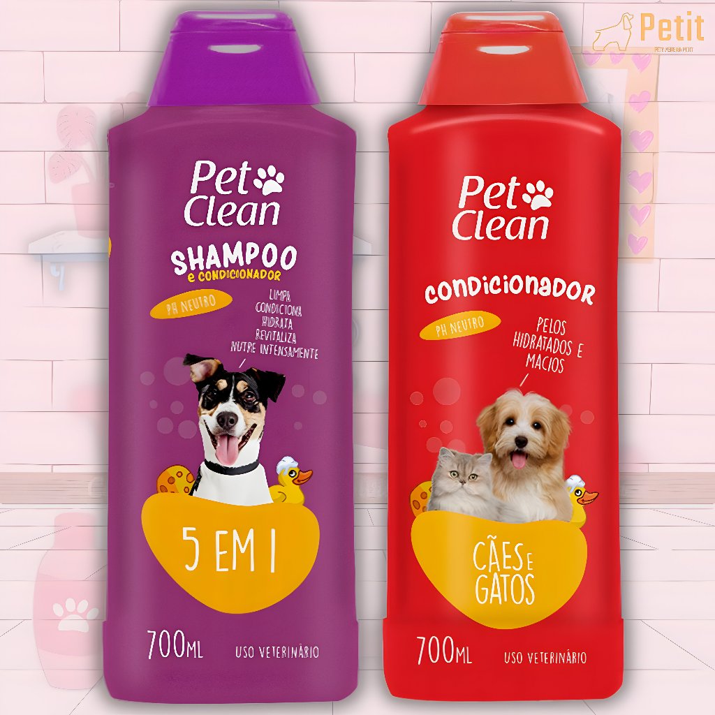 Kit Shampoo 5 em 1 + Condicionador + Perfume para Cães e Gatos
