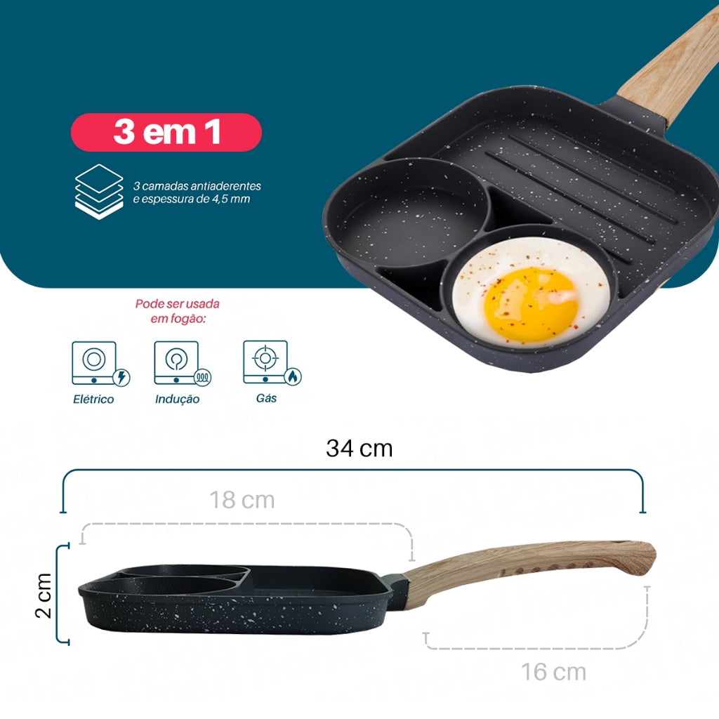 Frigideira Antiaderente 3 Em 1
