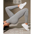 Calça Legging Canelada de Cintura Alta Sem Costura para Academia