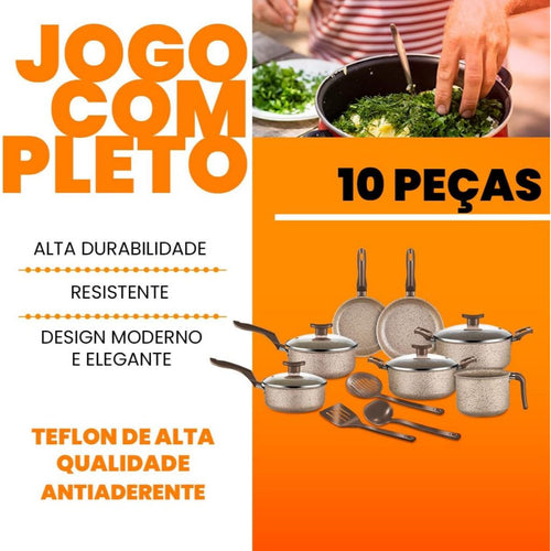 Jogo de Panelas 10 Peças Antiaderente Vanila Bianco D’Itália