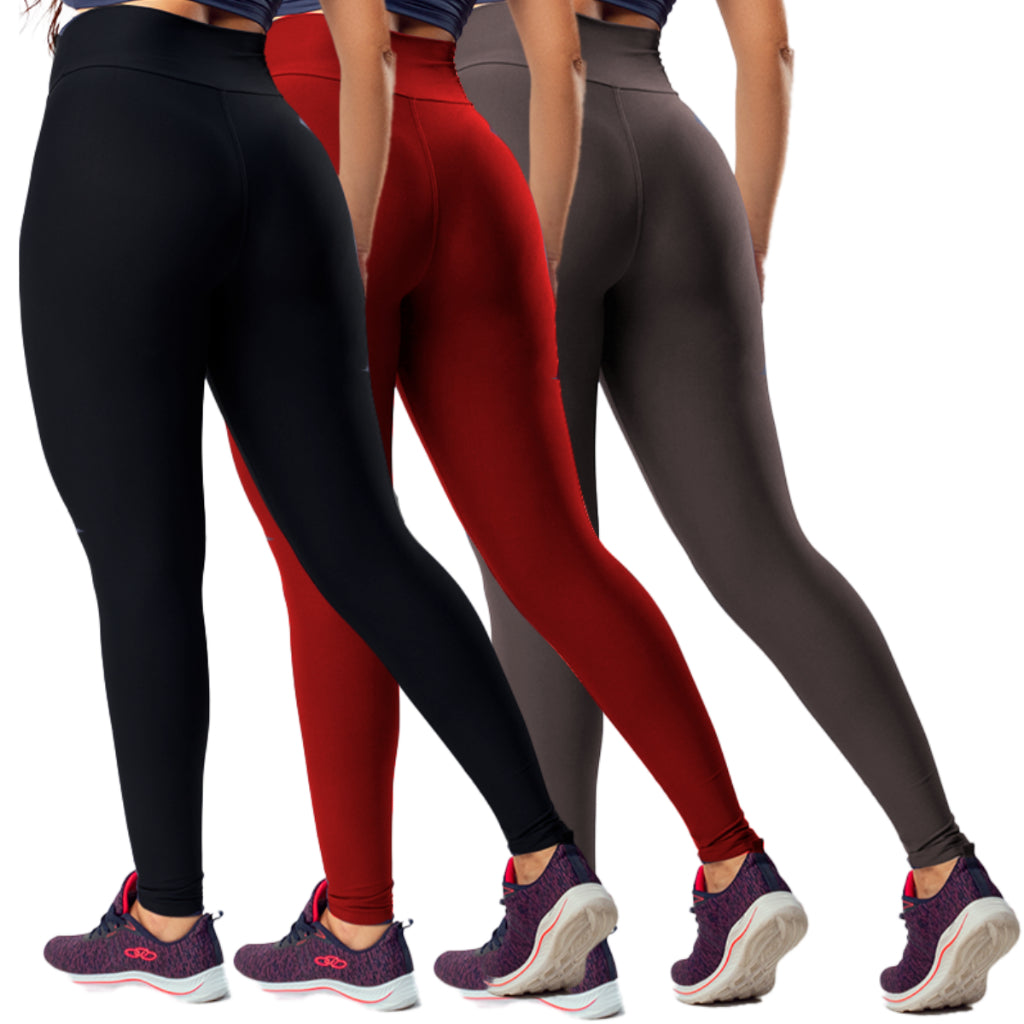 Kit 3 Calça Legging Feminina Fitness Academia com Bolsos