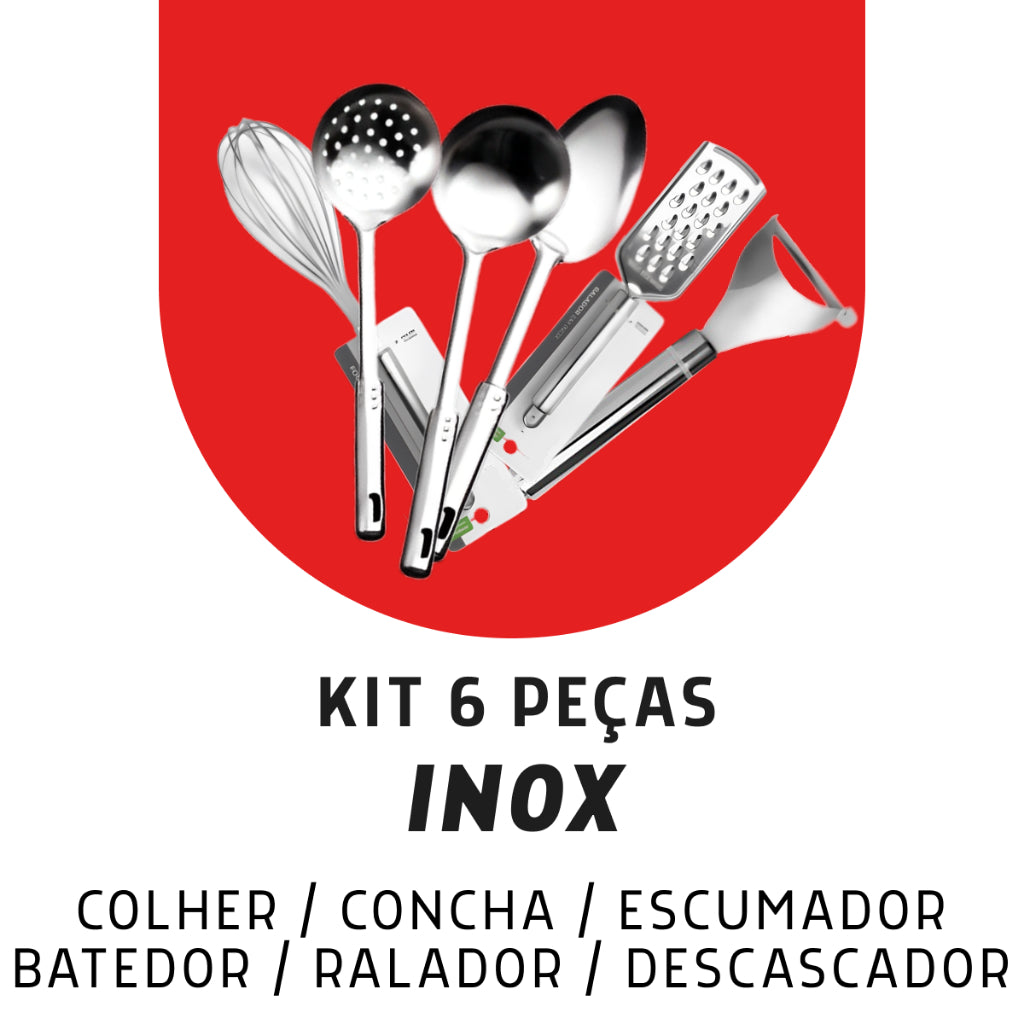 Kit Utensílios Cozinha Aço Inox 304 Profissional