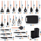 Conjunto Profissional de Utensílios Cozinha 19 Peças – Silicone Antiaderente.