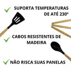 Conjunto Profissional de Utensílios Cozinha 19 Peças – Silicone Antiaderente.