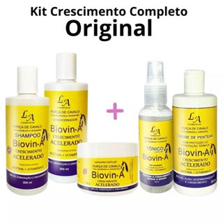 Kit Crescimento Capilar Completo Biovin-A Força de Cavalo + Tônico Crescimento e Creme p/ pentear L&A