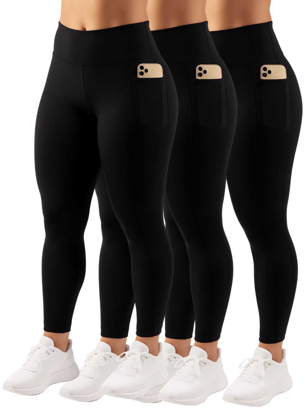 Kit 3 Calça Legging Feminina Fitness Academia com Bolsos