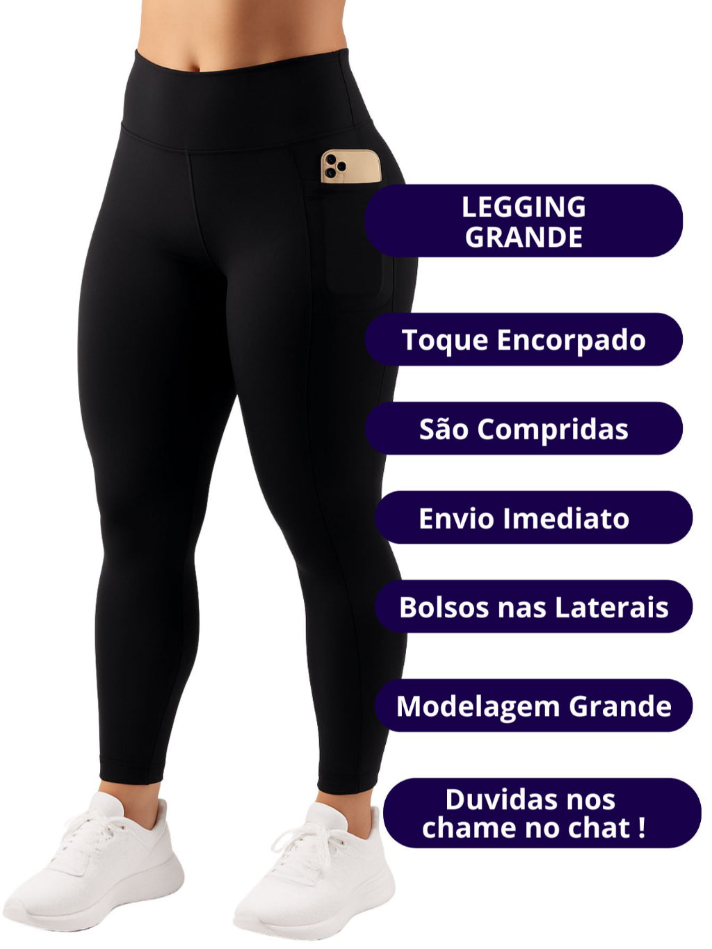 Kit 3 Calça Legging Feminina Fitness Academia com Bolsos