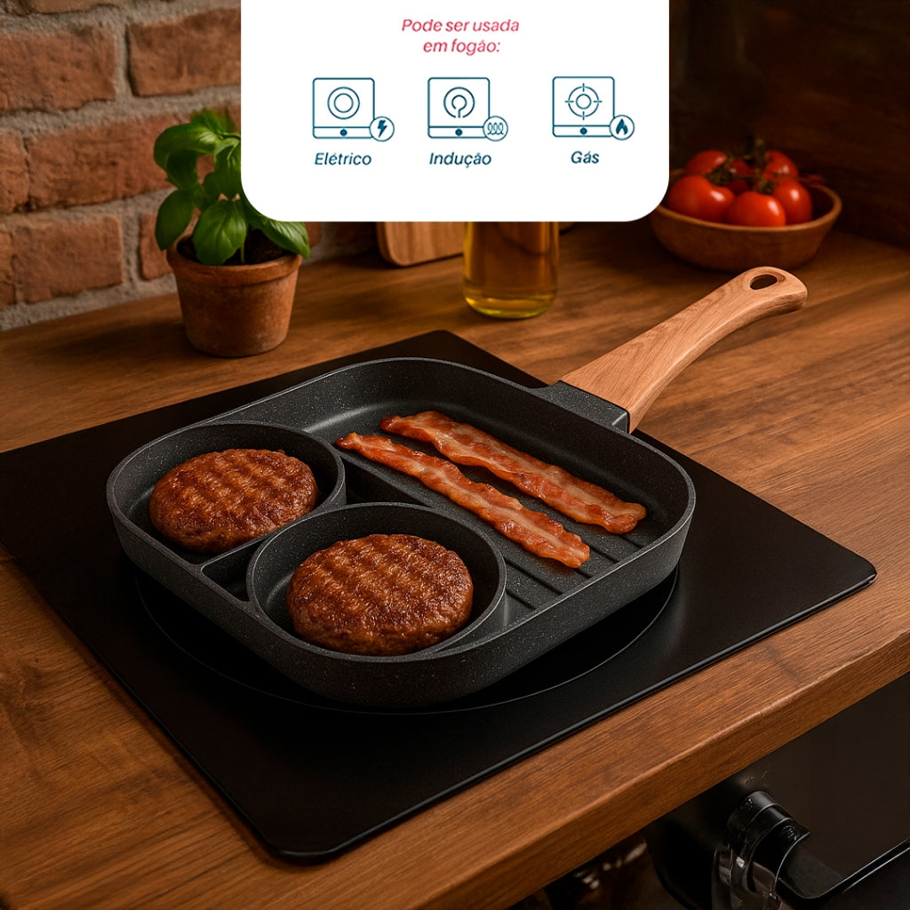 Frigideira Antiaderente 3 Em 1