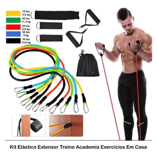 Kit 11 elástico extensor para treino funcional em casa