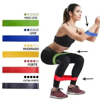 Kit 5 faixas elásticas para exercício