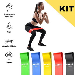 Kit 5 faixas elásticas para exercício