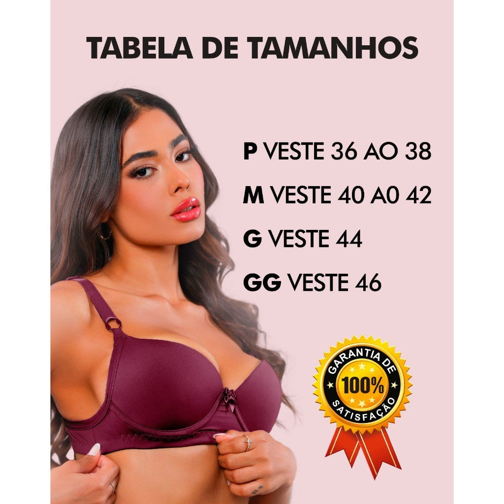 Kit c/3 Sutiã de Microfibra Com Bojo