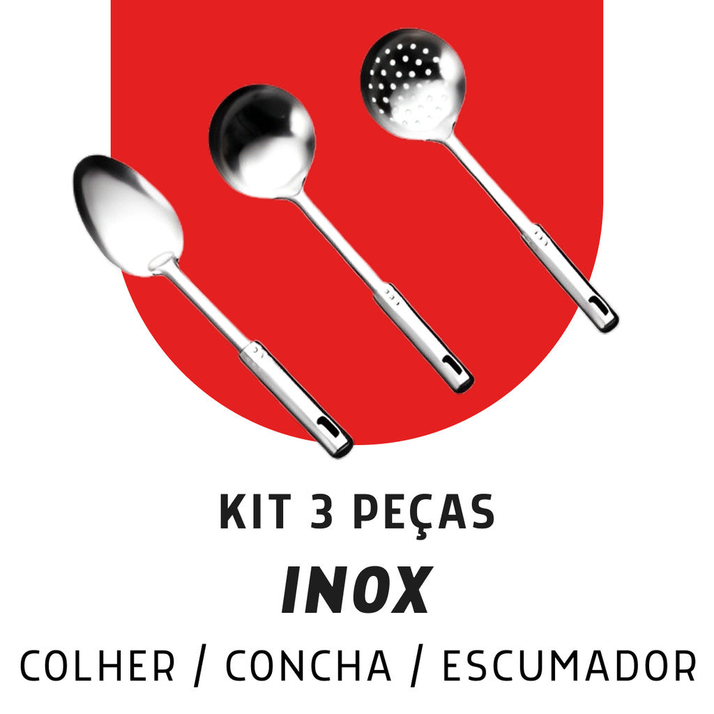 Kit Utensílios Cozinha Aço Inox 304 Profissional