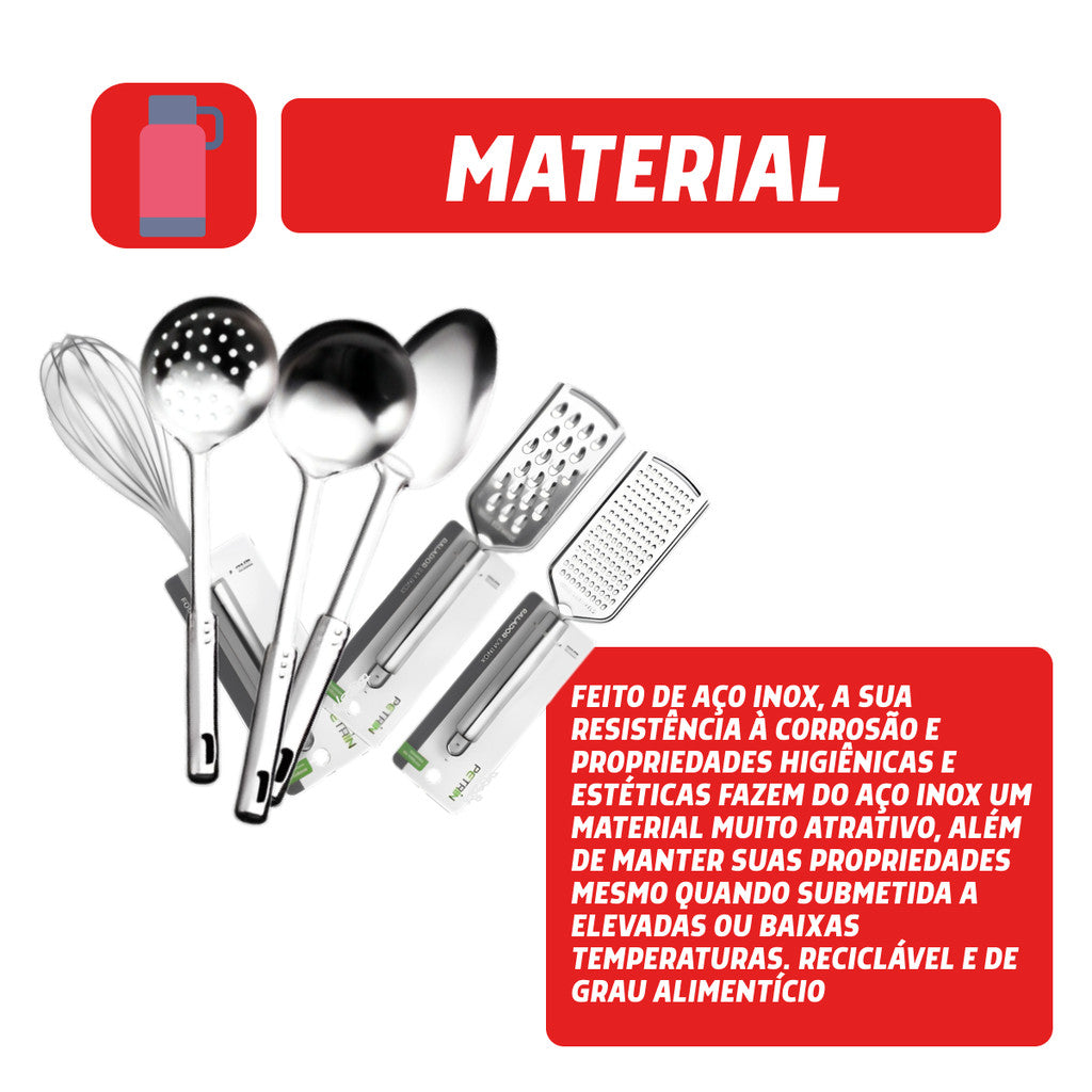 Kit Utensílios Cozinha Aço Inox 304 Profissional